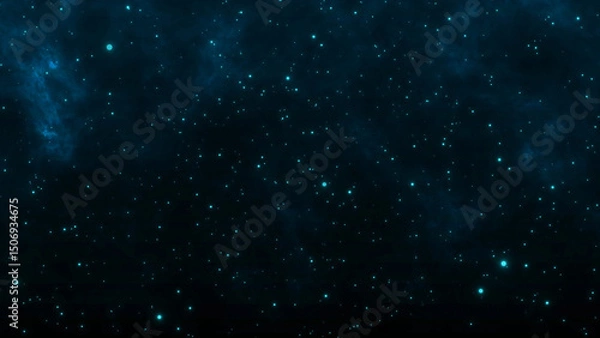 Obraz Teal blue starry space wallpaper background 4k cosmic space particles backdrop