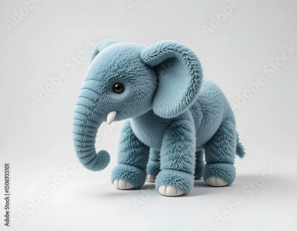 Fototapeta Adorable elephant character, perfectly designed, standing on a clean white background.