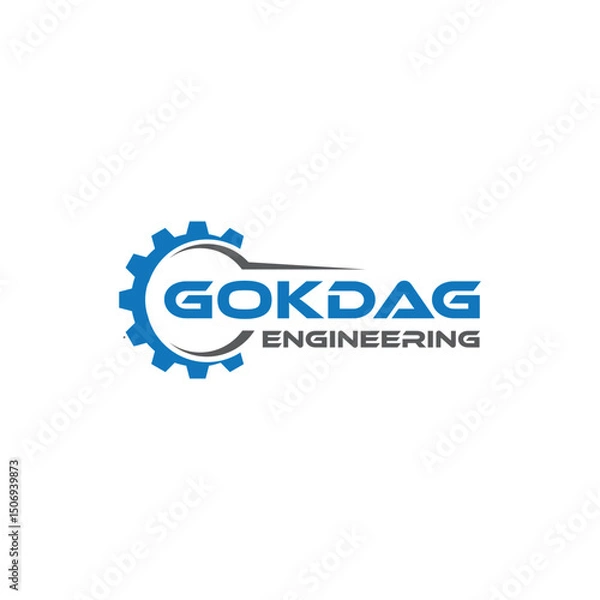 Fototapeta Strong and modern "Gokdag Engineering" logo featuring gears, buildings, or abstract tech elements. Ideal for construction, industrial, or engineering firms seeking bold identity.

