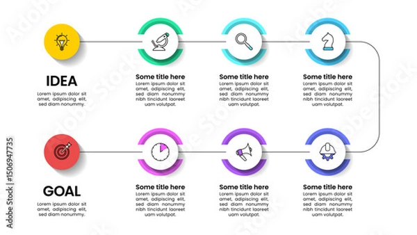 Fototapeta Infographic template. Path to goal with 6 steps