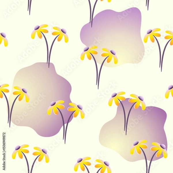 Fototapeta Vector illustration of colorful gradient seamless flower pattern for textile, wallpaper and packaging. 