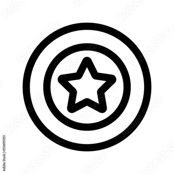 Fototapeta Round medal with star. Winner trophy, award, medal. Vector icon of medal in line style. Badge of honor, order. Editable stroke. Black icon