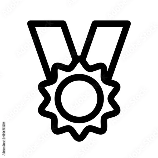 Fototapeta Award icon. First place winner medal. Sport champion medals on ribbon, first second third place winner award. Best prize success trophy. Linear vector illustration. Editable stroke