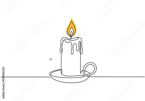 Fototapeta Simple Candle Illustration: Minimalist Line Art Design