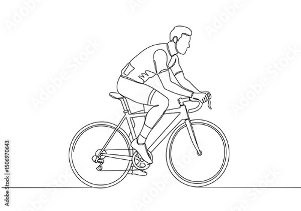Fototapeta Powerful Line Art: Cyclist in Motion