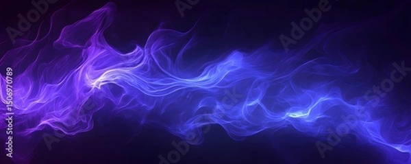 Fototapeta Abstract blue background with neon light rays and speed lines, illustration, dark purple background.