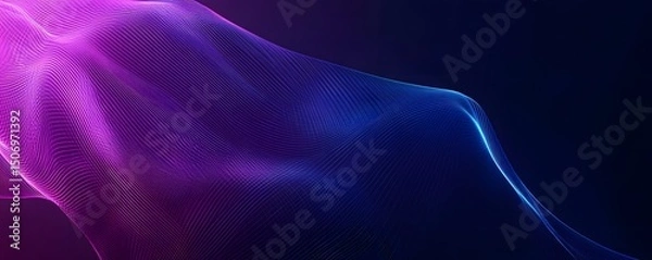 Fototapeta Abstract blue background with neon light rays and speed lines, illustration, dark purple background.