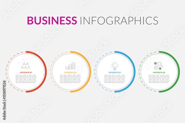 Fototapeta Vector Infographic design with icons and 4 options or steps. Infographics for business concept. Can be used for presentations banner, workflow layout, process diagram, flow chart, info graph