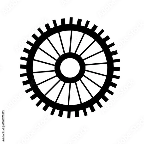 Fototapeta Gears shapes line icons. Flat machine gear icon. Wheel cogwheel vector. Simple outline isolated elements. Black gear.