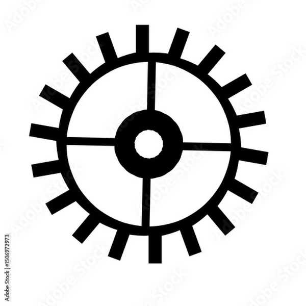 Fototapeta Gears shapes line icons. Flat machine gear icon. Wheel cogwheel vector. Simple outline isolated elements. Black gear.