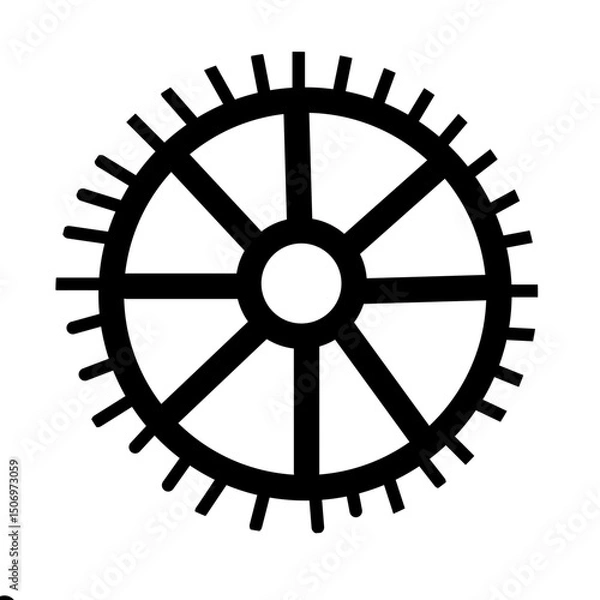 Fototapeta Gears shapes line icons. Flat machine gear icon. Wheel cogwheel vector. Simple outline isolated elements. Black gear.