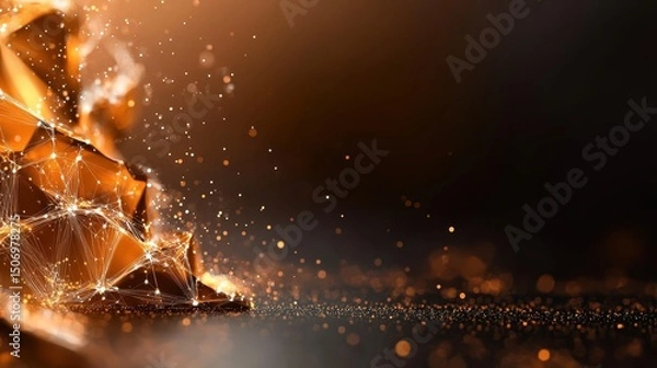Fototapeta This abstract image illustrates glowing particles and light, creating a captivating visual experience that represents energy, innovation, and endless possibilities in modern design.