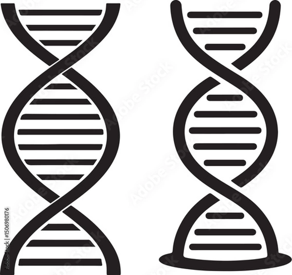 Fototapeta Simple Black and White DNA Double Helix Graphic