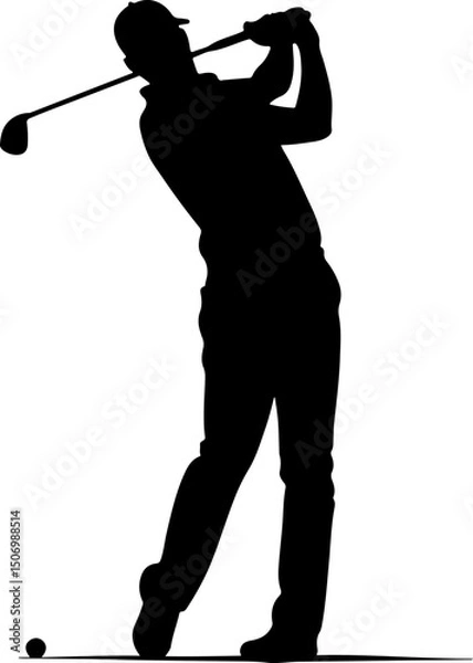 Fototapeta Silhouette of a Golfer Swinging a Club 
