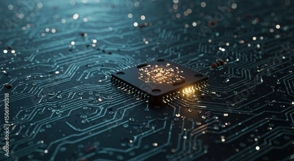 Fototapeta Computer Chip on Circuit Board