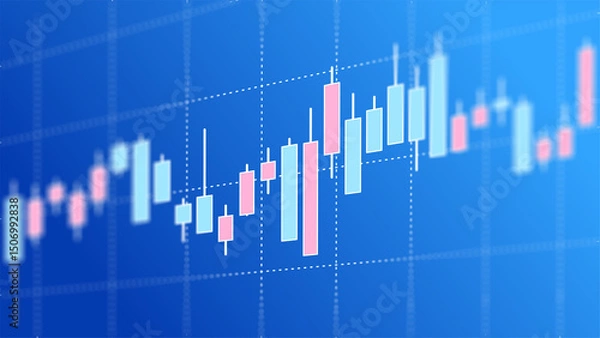 Obraz 株価の推移をグラフで表現したイメージイラスト