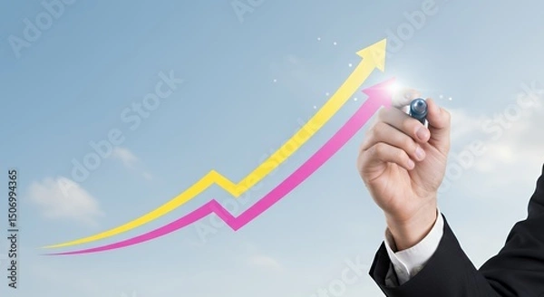 Obraz Growth Arrow Drawn in Sky