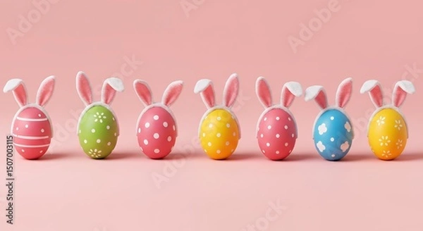 Obraz Easter eggs with bunny ears decoration