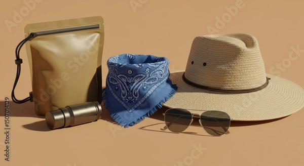 Obraz Outdoor accessories beige background