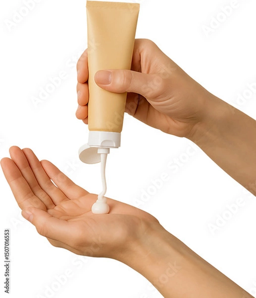 Fototapeta Squeezing Lotion into Hand