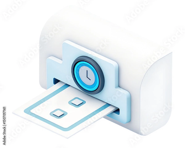Fototapeta A 3D-style icon of a smart auto-payment switch with toggle icon and clock
