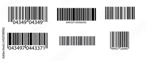 Obraz Barcode vector icon or bar code scan label for product price tag, Standard Black and White Barcode with Numeric