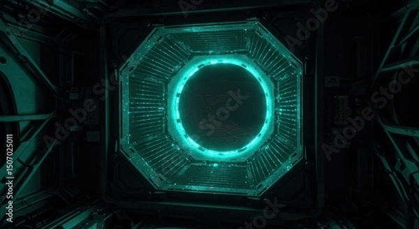 Fototapeta Octagon Portal with Ring Light in Space