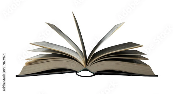 Fototapeta Isolated Open Book With Flying Pages on Transparent Background Reading