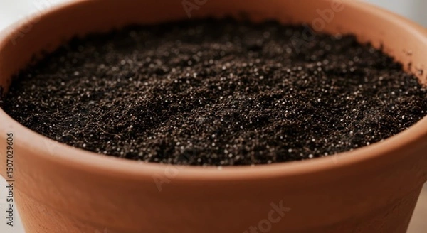 Fototapeta Soil in Terracotta Pot
