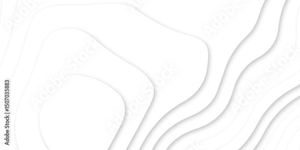 Fototapeta Abstract wavy line 3d paper cut white background. white and gray luxury grid topography map and satin smooth wallpaper matt paper light texture. White waves decorative papercut design.