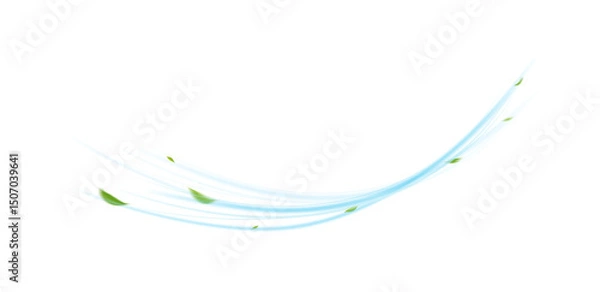 Fototapeta Fresh Air Flow with Leaves on Transparent Background