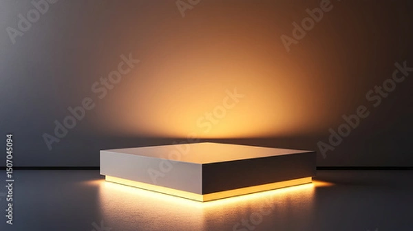 Fototapeta Minimalist Beige Podium with Abstract Geometric Background for Product Display