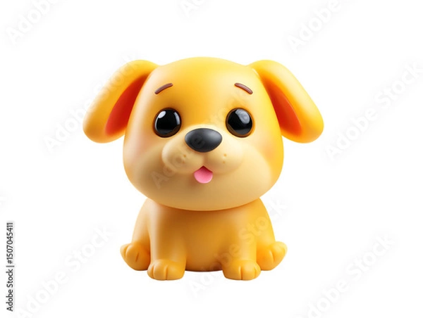 Fototapeta Adorable 3D Render of a Cute Yellow Puppy Sitting Perfect for Children's Products and Websites
