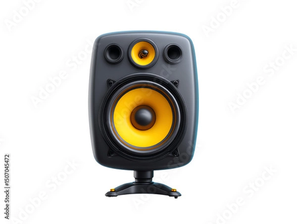 Fototapeta Studio Monitor Speaker with Yellow Woofer High Quality Audio Equipment