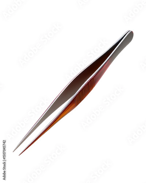 Fototapeta High quality image of a professional pair of tweezers isolated transparent background
