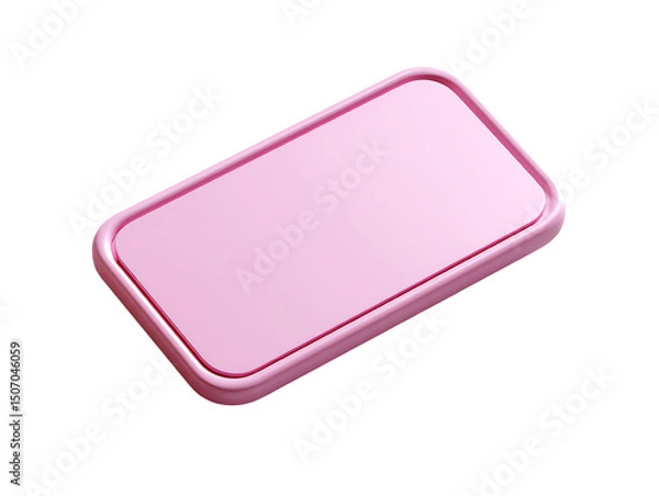 Fototapeta Pink Rectangular Mobile Phone Mockup Displaying Blank Screen for App Presentation