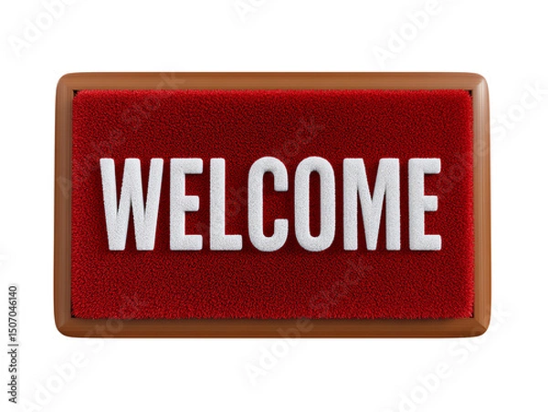 Fototapeta Red Welcome Mat with White Lettering A Warm and Inviting Doormat