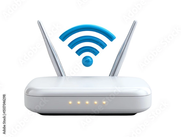 Fototapeta Wireless Router with Wifi Signal High Speed Internet Access Device