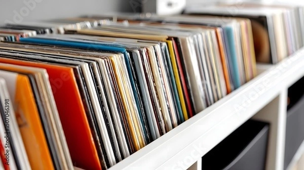 Fototapeta Colorful rows of vinyl records on store shelves