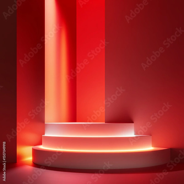 Fototapeta Minimalist Beige Podium with Abstract Geometric Background for Product Display