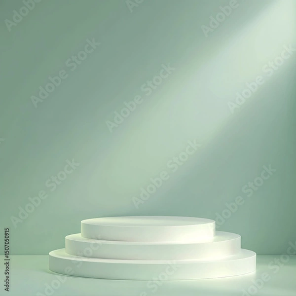 Fototapeta Minimalist Beige Podium with Abstract Geometric Background for Product Display