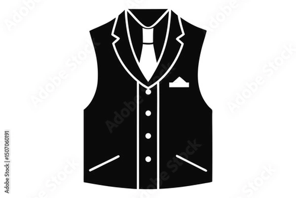 Obraz Elegant Black and White Vest with Tie and Handkerchief Graphic Illustration Design