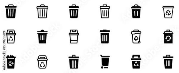 Fototapeta Trash can icon set. Recycle bin icon. Trash bin icon set. Trash can sign. Office trash icon. Vector Illustration. EPS 10