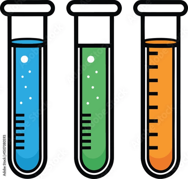 Obraz Colorful Test Tube Illustration  Blue, Green, Orange Design