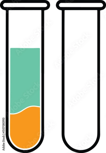 Obraz Vector Test Tube with Bold Black Outline on White