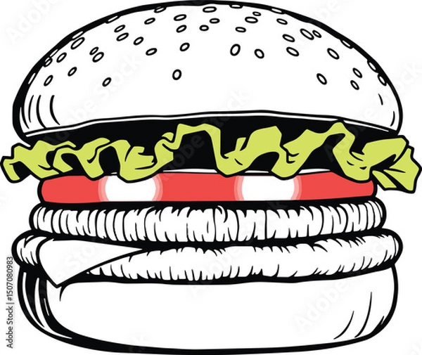 Obraz hamburger on a white background
