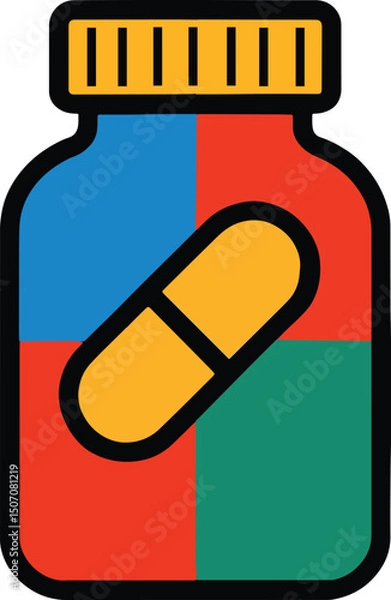 Obraz Medicine Bottle Illustration on White Background  Vector Art