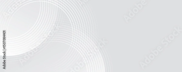 Fototapeta Abstract white glowing geometric lines on gray background. Modern shiny blue circle lines pattern. Futuristic technology concept. Suit for cover