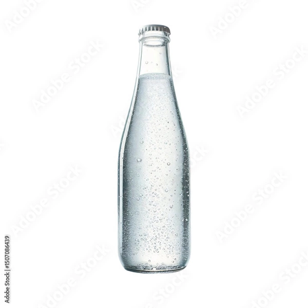 Fototapeta Glass bottle of sparkling water isolated on transparent background isolated on white background
