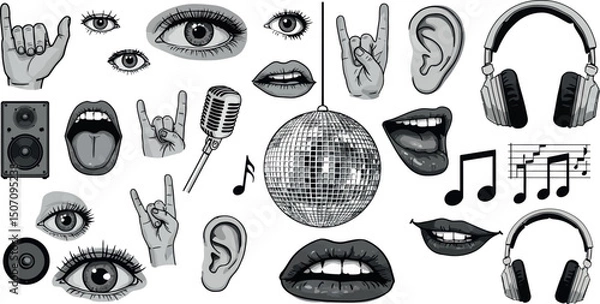 Fototapeta Music and expression icons for creative design projects. Vector illustration